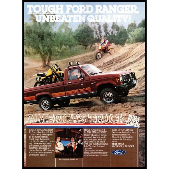 Ford | Art | 984 Ford Ranger 4x4 4wd Pickup Truck Vintage Print Ad ...